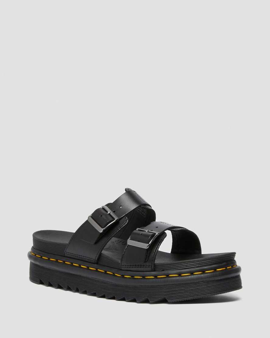 Dr. Martens Myles Brando Deri Buckle Slide Kadın Sandalet - Sandalet Siyah |QLVNZ7654|